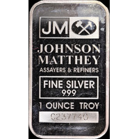 Vintage 1oz Silver Ingot Johnson Matthey 99.9% With Serial Number