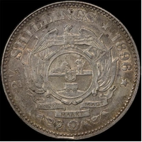 South African 1896 Silver 2-1/2 Shillings KM#7 Extremely Fine