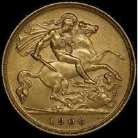 1906 London Edward VII Half Sovereign about Unc
