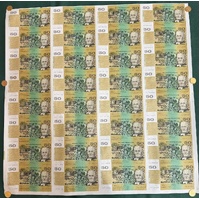 1996 50 Dollar Uncut Sheet of 32 Paper Notes