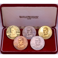 WA Sesquicentennial Set of 5 Medallions 1979 Includes Gold 2 ozt AGW