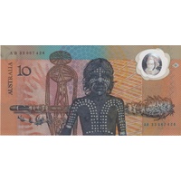 1988 $10 Note Bicentennial 1st issue AB 33 Last Prefix Johnston/Fraser R310aL about Unc