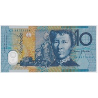 1993 $10 Note Fraser/Evans KE93 Last Prefix R316aL Uncirculated