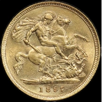 1897 Sydney Veiled Head Half Sovereign good EF