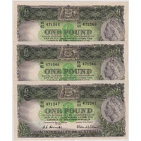 1953 One Pound Consecutive Trio Coombs/Wilson R33 good EF