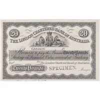 London Chrtered Bank of Australia (Geelong) 20 Pounds Unissued Printer's Proof MVR# 1a GEF