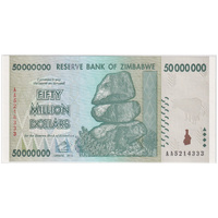 Zimbabwe 2008 50 Million Dollars P# 79 Uncirculated