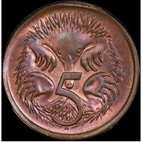 Australia 1980 5 Cent Error Coin (Struck On 1 Cent Planchet) PCGS MS64RB