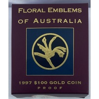 1997 Gold 100 Dollar Proof Coin Floral Emblems - Kangaroo Paw