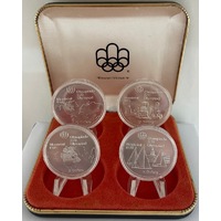 Canada 1974 Set of 4 Silver $5 and $10 Coins Unc - Montreal Olympics (Series I)