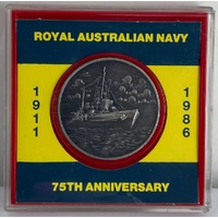 1986 Silver Medallion Royal Australian Navy 75th Anniversary