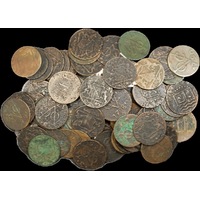 Netherlands East Indies 18th Century Accumulation of 90 Copper Duits Circulated