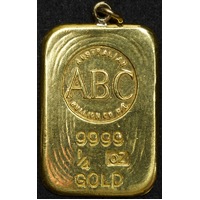 ABC Bullion Gold Quarter Ounce Cast Ingot 99.99%