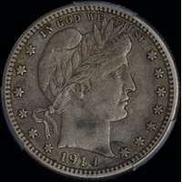 United States 1914-S Silver Quarter Barber PCGS XF45