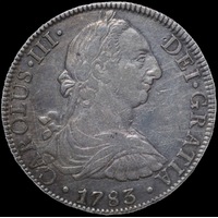 Mexico 1783 Silver 8 Reales KM# 106 good VF