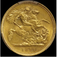 1897 Sydney Veiled Head Half Sovereign PCGS AU53