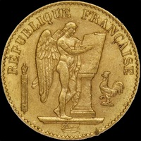 France 1876-A Gold 20 Francs Angel KM#825 Extremely Fine
