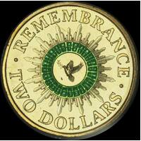 2014 Coloured 2 Dollar Coin Remembrance Green Dove PCGS MS63