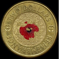 2012 Coloured 2 Dollar Coin Red Poppy Very Fine