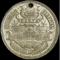 1909 White Metal Medallion Perth Children's Hospital C# 1909 about VF
