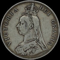 1889 Silver Double Florin Victoria S#3923 Very Fine