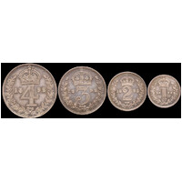 1892 Silver Maundy Coin Set Victoria S#3932 