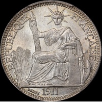 French Indo China 1911-A Silver 10 Cents Lec #150 PCGS MS64