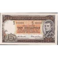 1954 Ten Shilling Coombs/Wilson R16 Solid Serial Uncirculated