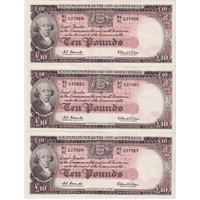 1960 Ten Pound Consecutive Trio Coombs/Wilson R63 Extremely Fine