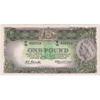 1961 One Pound Star Replacement Note Coombs/Wilson R34aS about Unc