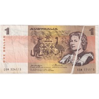 1976 $1 Note Knight/Wheeler 2mm Paper Crease Print Error R76A EF