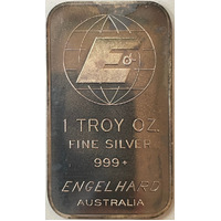Silver One Ounce Rectangular Ingot Engelhard 99.9% circa 1980's