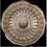 1977 Silver Jubilee 50 Cent Double Clipped Planchet Choice Unc