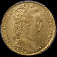 Brazil (Rio) Gold 6,400 Reis 1802-R KM#226.1 PCGS AU58
