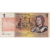 1974 $1 Note Australia Phillips/Wheeler R75 Very Fine 1 off Solid Serial Number