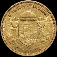 Hungary 1893 Gold 20 Koronas KM#486 good VF