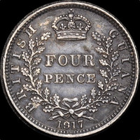 1917 Silver Fourpence George V KM#29 good EF