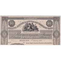 English, Scottish & Australian Chartered Bank 1887 Ten Pound Printers Proof PMG 55 About Unc