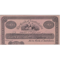 Bank of Australasia 1899 Fifty Pound Printers Proof PMG 50 About Unc