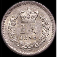 Ceylon 1834 Silver 1 1/2 Pence KM#719 good EF