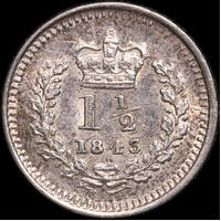 Ceylon 1843 Silver 1 1/2 Pence KM#728 about Unc