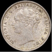1887 Silver Threepence Victoria Young Head S#3914d GEF