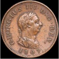 1807 Copper Farthing George III S#3782 good EF