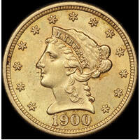 USA 1900 Gold 2.5 Dollar Quarter Eagle about Unc