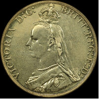 1887 Gold Five Pounds Victoria S#3864 Very Fine