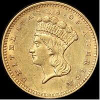 USA 1862 Gold Dollar "Indian Princess" KM# 86 about Unc