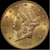 USA 1896 Gold Twenty Dollar Double Eagle KM# 74.3 Uncirculated