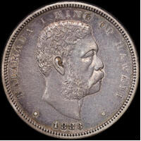 Hawaii 1883 Silver Half Dollar KM#6 good EF