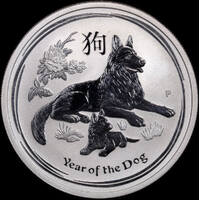 2018 Silver Lunar 1/2 Ounce Coin Dog
