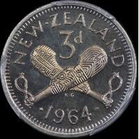 New Zealand 1964 Threepence KM#25.2 PCGS PR66CAM